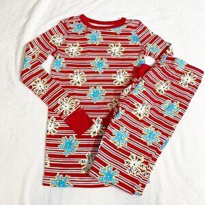 Lands' End cotton two piece christmas holiday snowflake‎ winter two piece pjs